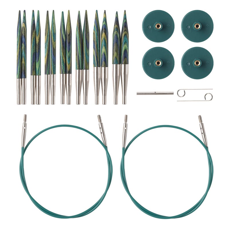 KnitPicks Knit Picks Options 2-3/4" Short Tip Interchangeable Wood Knitting Needle Set (Caspian) - Image 1